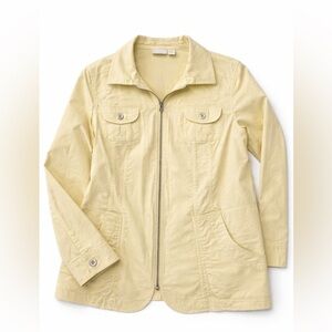 Chico’s Yellow Utility Jacket Size 2 (M) Stretch Cotton Zip Front